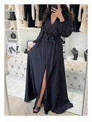 Ladies Belted Satin Dress