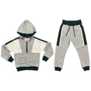 Boys Kids Panel Tracksuit Jacket Jogging Bottoms Sport Joggers PE Gym Set Warm.