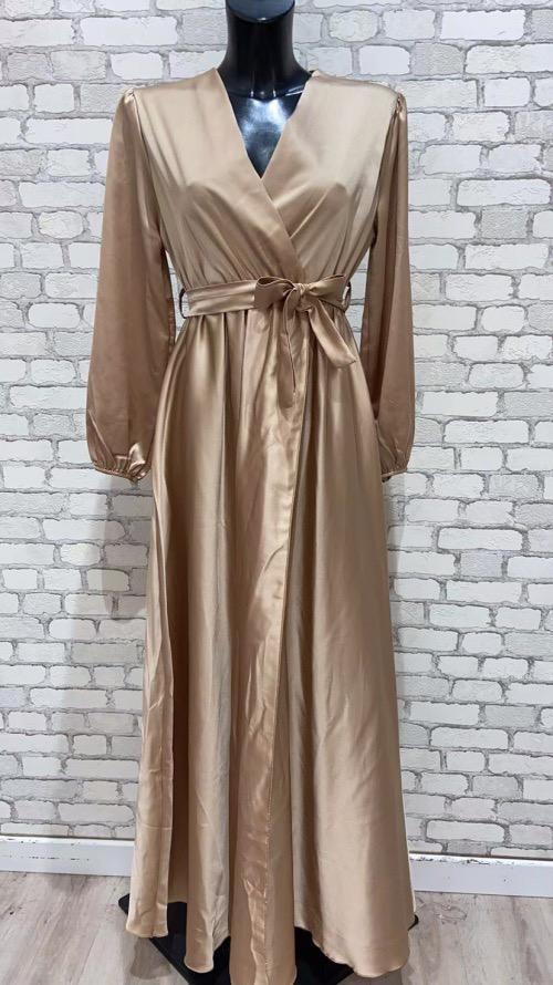 Ladies Belted Satin Dress