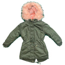 Girls Kids Coat Padded Jacket Parka Warm Fur Lined Hooded Long Cotton Winter.