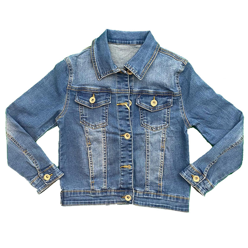 Girls Kids Denim Jacket Fashion Jean Coat Summer Blue.