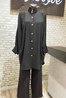 Ladies 2 Piece Button Up Top & Bottoms Set