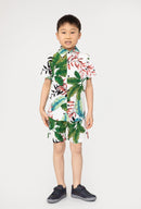 Boys Shirt Swim Shorts Set Outfit Leaves Print Kids Short Sleeve Co-ord Summer