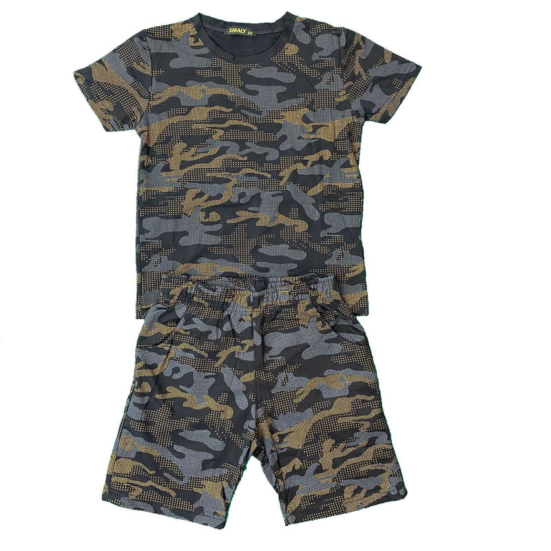 Boys Kids T-Shirt Shorts Set Camo Camouflage Army Fashion Summer Top Short Set.