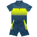 Boys Kids Polo T-Shirt Short Set Outfit Two Tone Shorts Gym.
