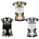 Mens Lion Print Baroque T-Shirt And Shorts Set