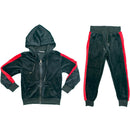 Girls Kids Crushed Velvet Velour Tracksuit Jacket Joggers Bottoms Outfit Lounge.
