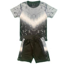 Boys Kids T-Shirt Shorts Set Two Tone Printed Sports Summer Top Gym Outfit Set