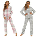 Ladies Yard Dyed Checked Button Through Pyjama With Gift Bag