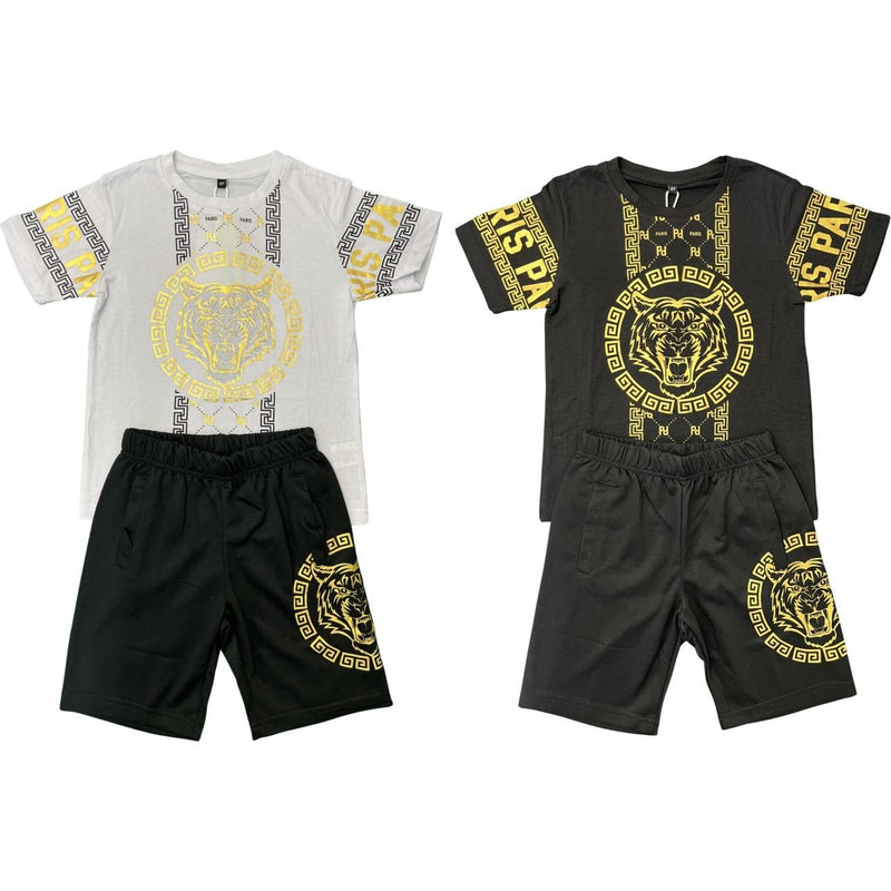 Boys Tiger Print Paris Short Set Outfit