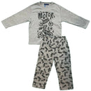 Boys Kids Pyjamas Long Sleeve Top Bottom Set Nightwear Motorbike Cotton Fleece