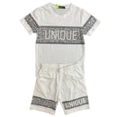 Boys Kids T-Shirt Shorts Set Diamante Print Fashion Summer Top And Short Set.