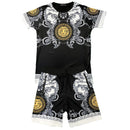 Mens Lion Print Baroque T-Shirt And Shorts Set