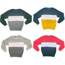 Boys Kids Panel Jumper Sweatshirt Top Fleece Winter Warm Pullover.