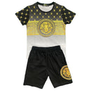 Boys Kids T-Shirt Shorts Set Diamante Baroque Lion Print Fashion Summer Top And Short Set.
