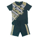 Boys Kids T-Shirt Shorts Set Baroque Chain Print Fashion Summer Top Short Set.