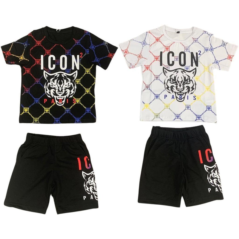 Boys T-Shirt And Shorts Set Icon Tiger Print (K-822)