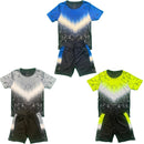 Boys Kids T-Shirt Shorts Set Two Tone Printed Sports Summer Top Gym Outfit Set