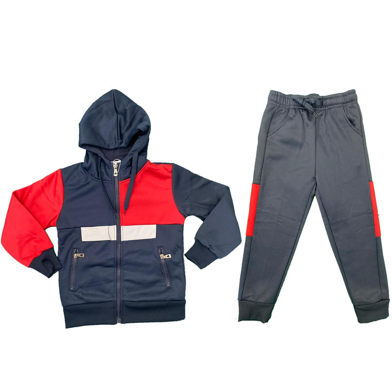 Boys Tracksuit Cotton Jacket Jogging Bottoms Set Outfit Panel Kids Reflective