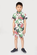 Boys Shirt Swim Shorts Set Outfit Printed Kids Short Sleeve Co-ord Summer