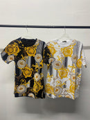 Mens Crown Print Diamante T-Shirt Floral