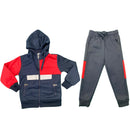 Boys Tracksuit Cotton Jacket Jogging Bottoms Set Outfit Panel Kids Reflective