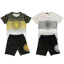 Boys Kids T-Shirt Shorts Set Diamante Baroque Lion Print Fashion Summer Top And Short Set.